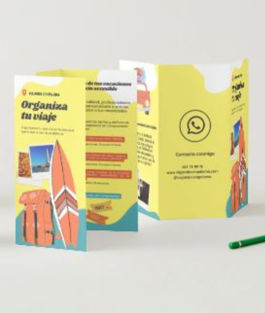 folleto organiza tu viaje. viajando con Paloma